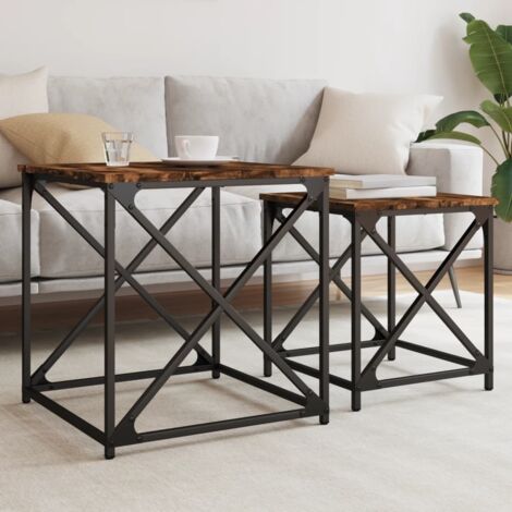 Tables basses gigognes 2 pcs chêne fumé bois d'ingénierie vidaXL (1/5)