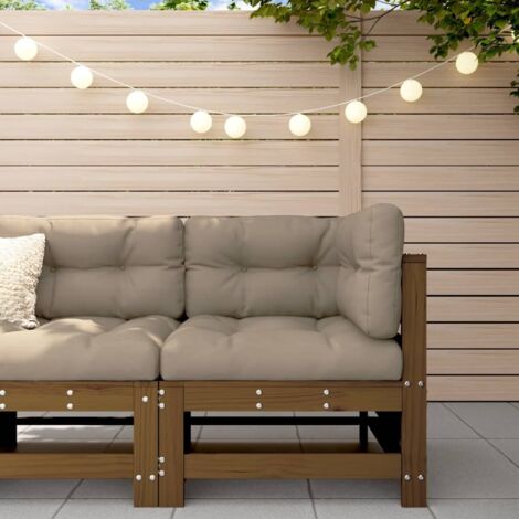 Canapé d'angle de jardin marron miel bois de pin solide vidaXL