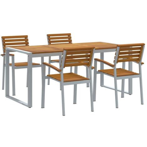 vidaXL Ensemble de salle à manger pour jardin 5 pcs Gris et marron