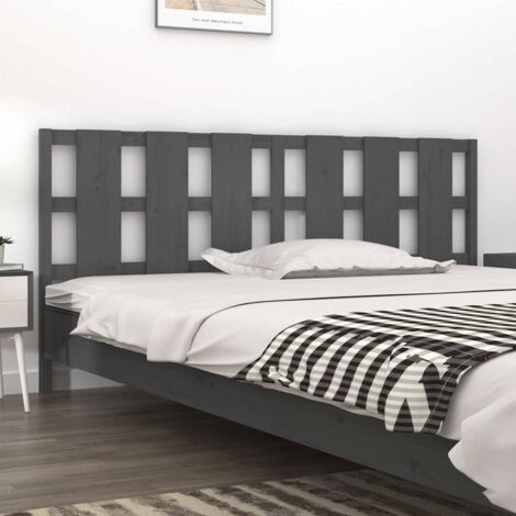 vidaXL Tête de lit Gris 205,5x4x100 cm Bois massif de pin (1/5)