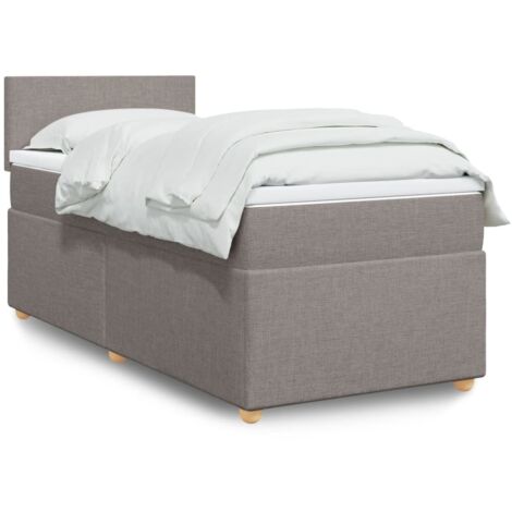 vidaXL Sommier à lattes de lit avec matelas Taupe 80x200 cm Tissu (1/5)