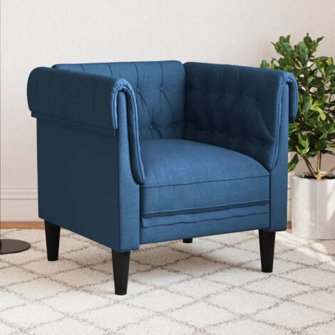 Fauteuil Chesterfield bleu tissu vidaXL