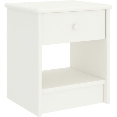 Vidaxl – Table de chevet en bois de pin massif blanc 35x30x40 cm – Avec tiroir et étagère – Meuble robuste pour chambre (1/7)