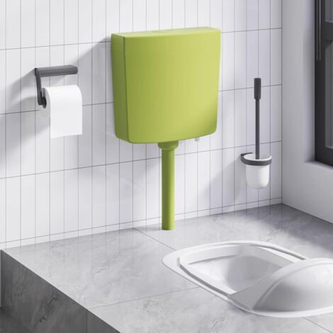 Vidaxl – Réservoir de chasse d'eau 3/6 L – Entrée d'eau inférieure – Dimensions 37,2 x 12,3 x 35,5 cm – Polypropylène couleur olive