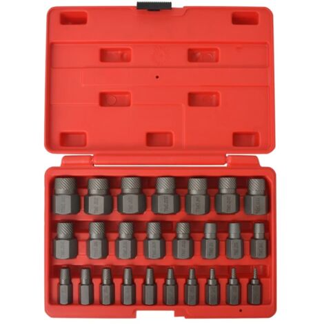 Vidaxl – Kit d'extracteurs de vis à cannelures multiples 25 pièces – Acier haute qualité – Pour goujons et vis cassés – Boîtier de rangement inclus (1/4)