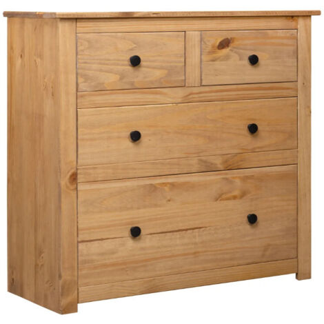 Vidaxl – Buffet en bois massif 80x40x83 cm – 4 tiroirs – Finition polie et laquée – Design rustique pour salon et chambre (1/5)