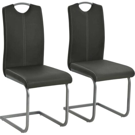 Chaises à manger cantilever lot de 2 gris similicuir vidaXL (1/5)