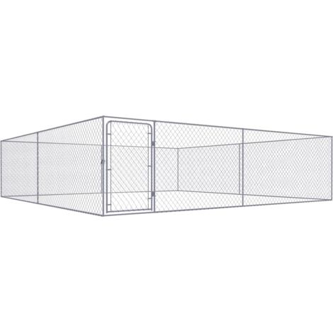 Vidaxl – Chenil extérieur pour chiens en acier galvanisé 4x4x1 m – Enclos durable avec porte sécurisée – Idéal pour usage extérieur (1/6)