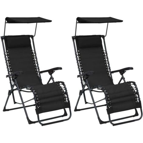 Chaises pliables de terrasse lot de 2 Textilène Noir vidaXL (1/5)