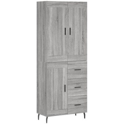 Buffet haut Sonoma gris 69,5x34x180 cm Bois d'ingénierie vidaXL