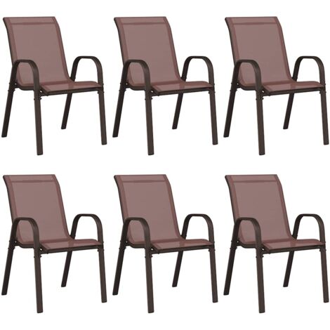 Vidaxl – Chaises empilables de jardin lot de 6 – Tissu textilène résistant à l'eau – Cadre en acier enduit de poudre – Dimensions 55 x 65 x 89 cm