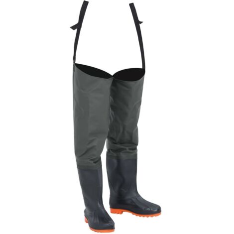 Vidaxl – Cuissardes vert foncé taille 43 – Polyester enduit PVC – Résistance à l'eau – Bretelles réglables pour confort en extérieur