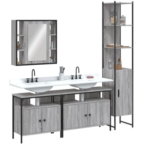 Ensemble d'armoires de salle de bain 4 pcs sonoma gris vidaXL (1/5)