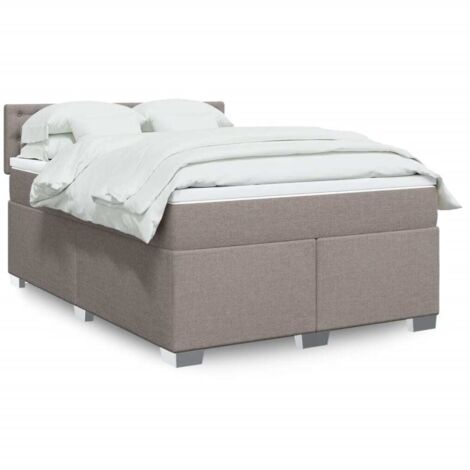 vidaXL Sommier à lattes de lit avec matelas Taupe 160x200 cm Tissu (1/5)