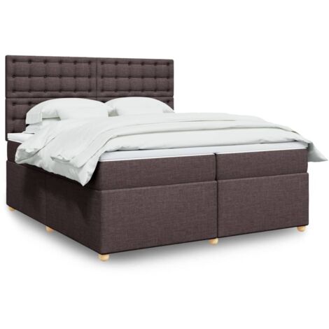 Sommier à lattes de lit avec matelas Marron foncé 200x200 cm vidaXL (1/5)