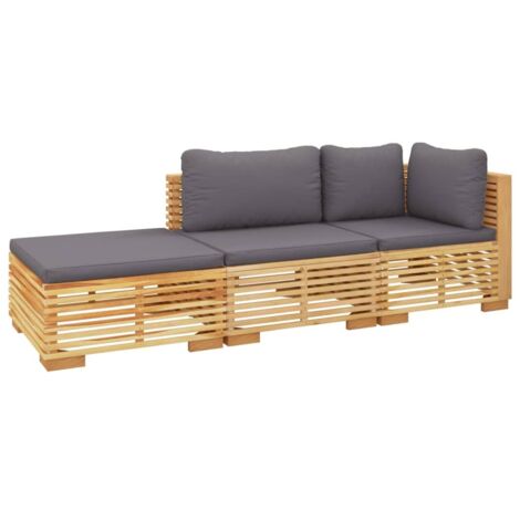 Salon de jardin 3 pcs avec coussins Bois de teck solide vidaXL (1/5)