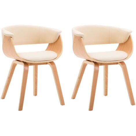 Vidaxl – Lot de 2 chaises à manger crème – Similicuir facile à nettoyer – Bois courbé robuste – Confort ergonomique – Dimensions 59,5 x 51 x 72 cm (1/5)