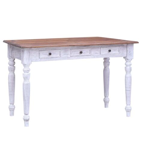 Vidaxl – Bureau droit avec 3 tiroirs en bois massif d'acajou – Dimensions 117x57x75cm – Style vintage et rangement pratique (1/5)