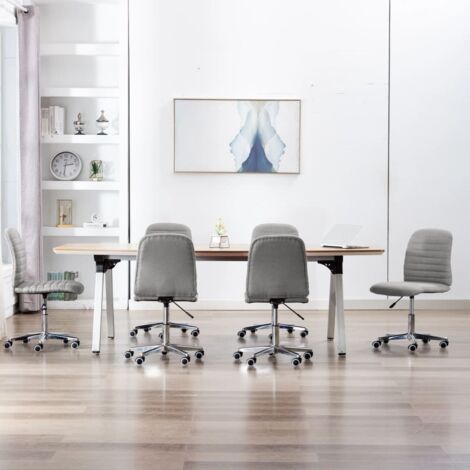 vidaXL Chaises à manger lot de 6 gris clair tissu (1/5)