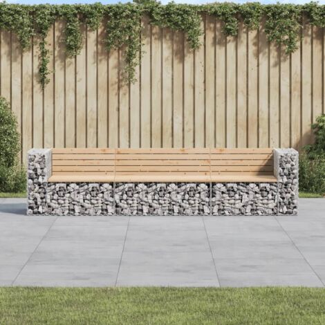 Banc de jardin design gabion 287x71x65,5 cm bois massif de pin vidaXL (1/5)