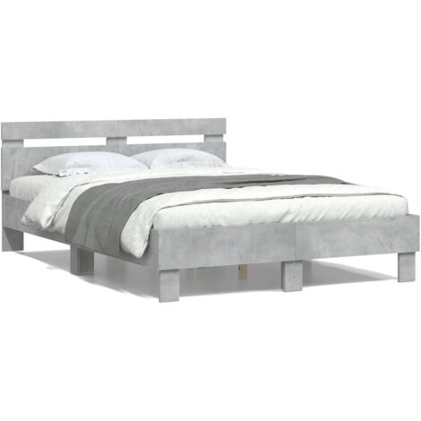 Vidaxl – Cadre de lit gris béton 120x190 cm – Structure en bois d'ingénierie – Lattes en contreplaqué pour soutien optimal – Assemblage requis (1/6)