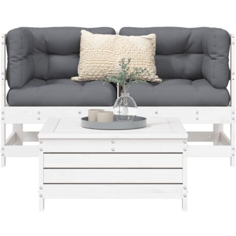 vidaXL Salon de jardin 3 pcs blanc bois de pin massif (1/5)