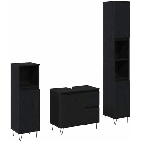 Ensemble de Meubles de Salle de Bain 3 pcs Chêne noir vidaXL (1/5)
