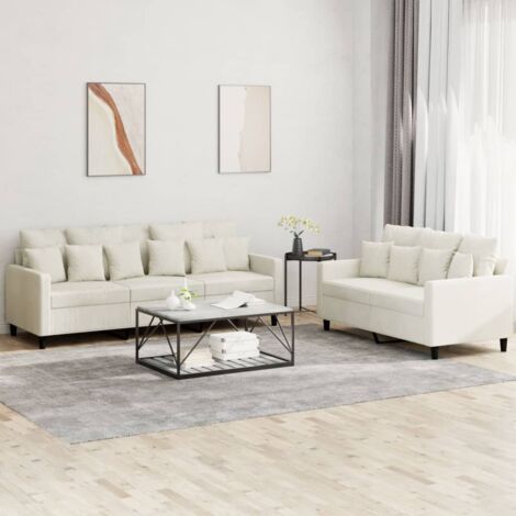 Ensemble de canapés 2 pcs avec coussins Crème Velours vidaXL (1/5)