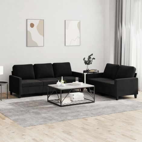 Ensemble de canapés 2 pcs avec coussins Noir Velours vidaXL (1/5)