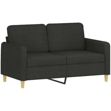 Vidaxl – Canapé droit 2 places noir 120 cm – Tissu polyester durable – Accoudoirs rembourrés – Confort optimal pour salon moderne (1/6)