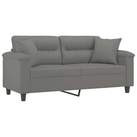 Canapé 2 places avec oreillers gris foncé 140 cm vidaXL (1/5)