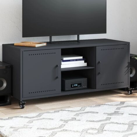 vidaXL Meuble TV anthracite 100,5x39x43,5 cm acier (1/5)