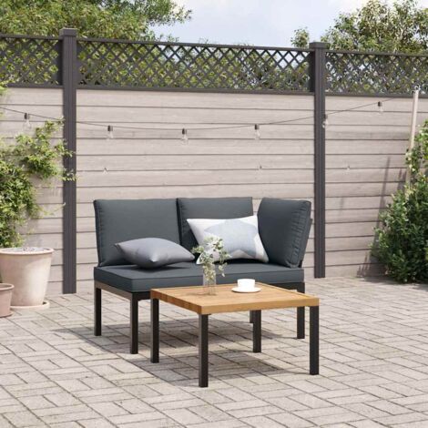 vidaXL Salon de jardin 2 pcs avec coussins noir aluminium (1/5)