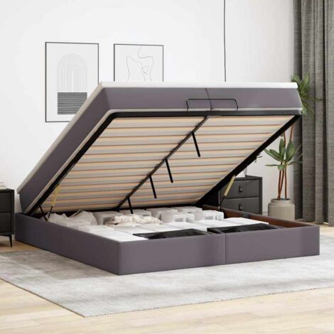 Cadre de lit ottoman avec matelas gris 200x200 cm similicuir vidaXL (1/5)