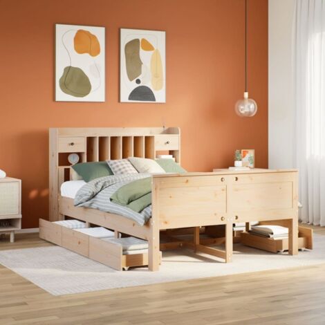 Lit bibliothèque sans matelas 140x190 cm bois de pin massif vidaXL (1/5)
