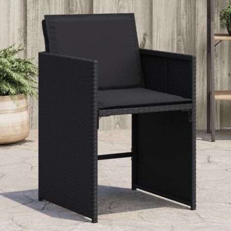 Chaises de jardin lot de 4 avec coussins noir résine tressée vidaXL (1/5)