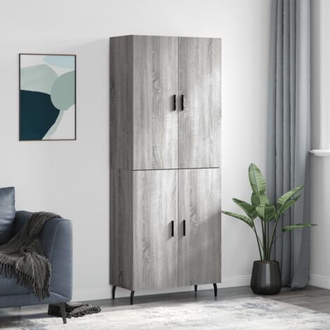 Buffet haut Sonoma gris 69,5x34x180 cm Bois d'ingénierie vidaXL (1/5)