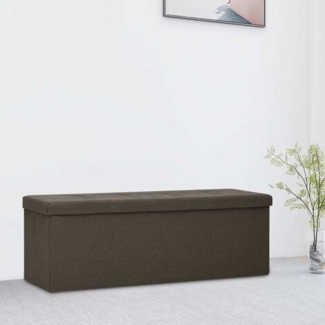 Banc de rangement pliable Marron foncé Faux lin vidaXL