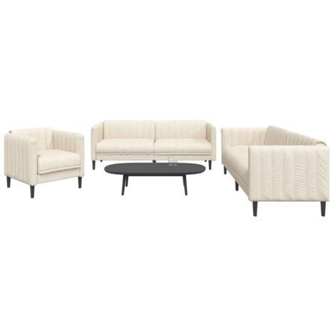 Vidaxl – Ensemble de canapés 3 pcs crème tissu – Canapé droit 2 places 176x76,5x74,5cm – Fauteuil 69x76,5x74,5cm – Design moderne (1/5)