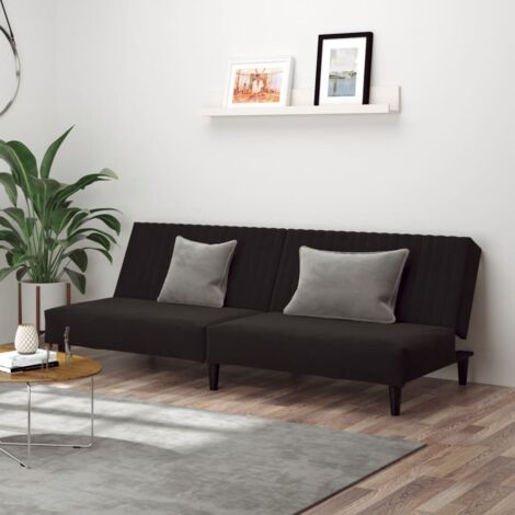 Vidaxl – Canapé-lit 2 places noir velours – Convertible en lit double – Dimensions 200x100 cm – Confort optimal pour invités (1/6)