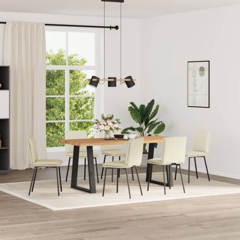 vidaXL Chaises à manger lot de 6 crème velours (1/5)