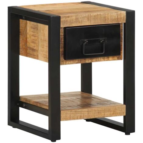 vidaXL Table de chevet 35x34x45 cm bois de manguier massif brut