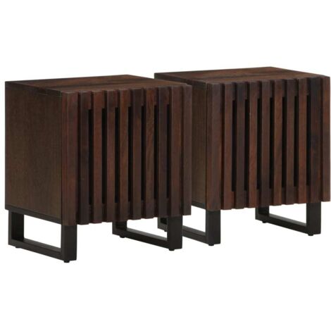 Vidaxl – Lot de 2 tables de chevet en bois de manguier massif 40x34x46 cm – Style industriel – 1 porte – Assemblage requis (1/6)