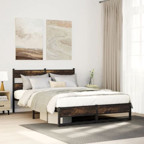 Cadre de lit en métal sans matelas chêne fumé 140x190 cm vidaXL (1/5)