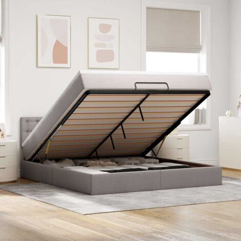 VidaXL Cadre de lit ottoman avec matelas taupe 160x200 cm tissu (1/5)