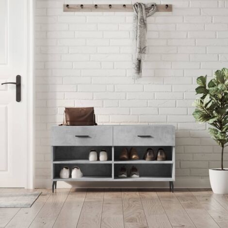 Banc à chaussures gris béton 102x35x55 cm bois d'ingénierie vidaXL
