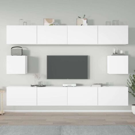 Ensemble de meubles TV 6 pcs Blanc Bois d'ingénierie vidaXL (1/5)