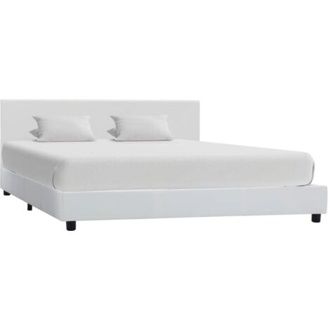 vidaXL Cadre de lit sans matelas blanc similicuir 160x200 cm (1/5)