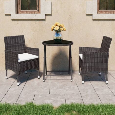 Ensemble de bistro de jardin 3 pcs poly rotin et verre trempé vidaXL (1/5)