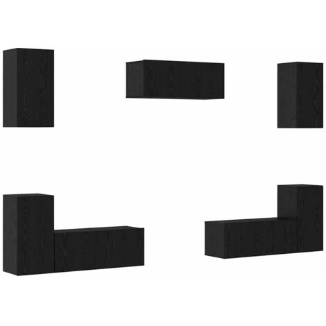 Ensemble meuble TV 7 pcs Chêne noir 80 x 30 x 30 cm vidaXL (1/5)